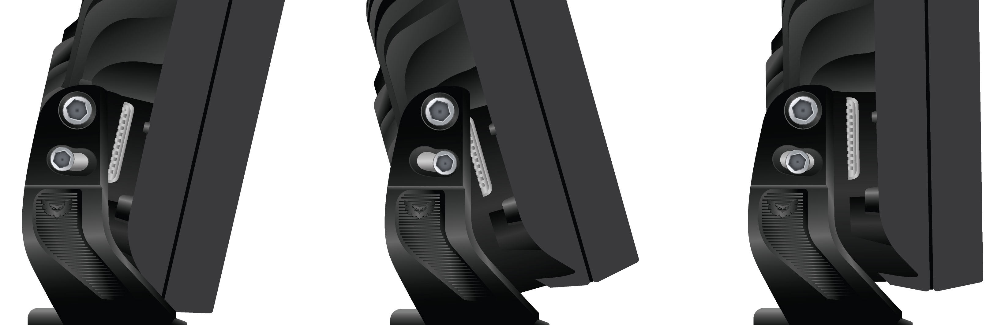 Tilt angle diagram guide, for the EVO led driving lights on a white backdrop.